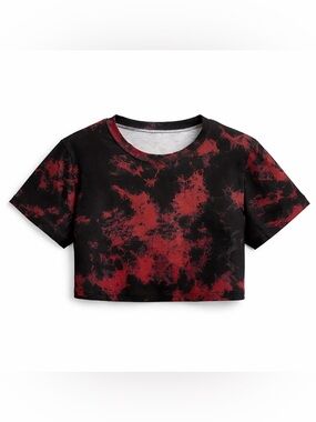 Black & Red Tie Dye Crop Top – Edgy Vibes ❤️